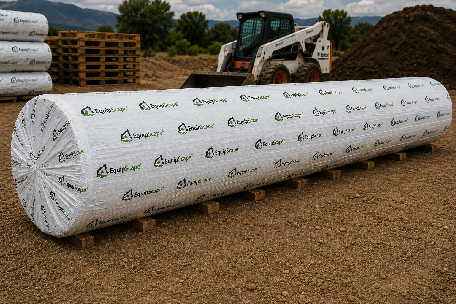 Fresh turf rolls and landscaping materials
